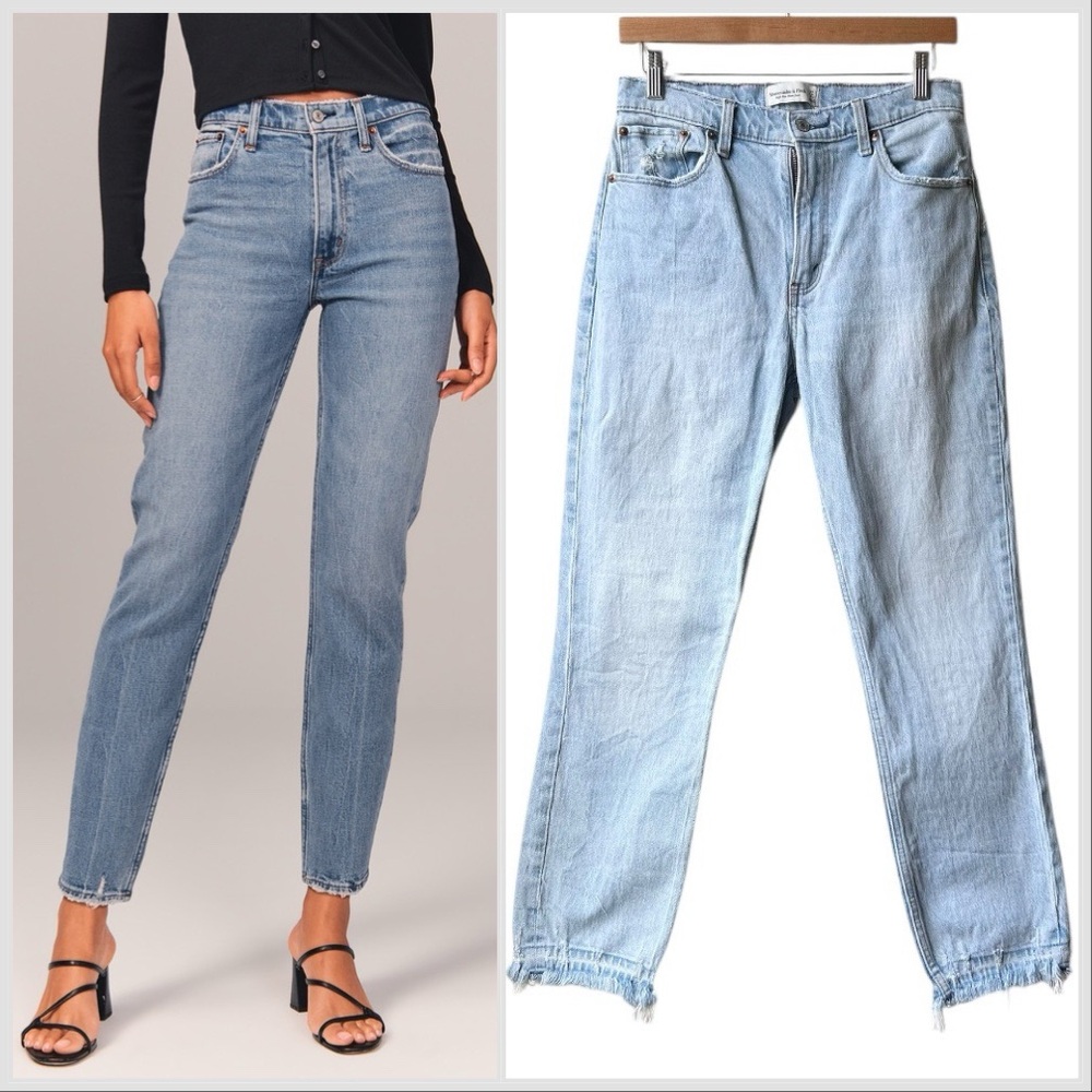 Abercrombie & Fitch High Rise Mom Jean Light Wash Sz 27